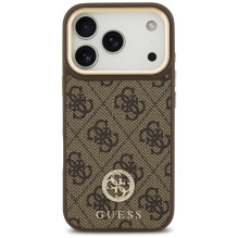 „Guess 4G Strass Logo MagSafe“ dėklas, skirtas „iPhone 17 Pro“ – rudas