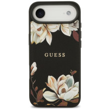 „Guess“ „Grained Flowers Classic Logo MagSafe“ dėklas, skirtas „iPhone Air“ – juodas