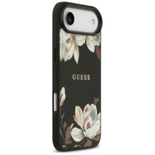 „Guess“ „Grained Flowers Classic Logo MagSafe“ dėklas, skirtas „iPhone Air“ – juodas