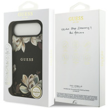 „Guess“ „Grained Flowers Classic Logo MagSafe“ dėklas, skirtas „iPhone Air“ – juodas
