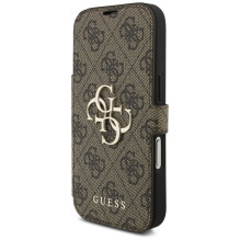 „Guess Book 4G“ metalinis logotipo dėklas, skirtas „iPhone 17 Pro“ – rudas