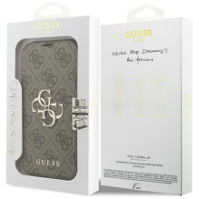 „Guess Book 4G“ metalinis logotipo dėklas, skirtas „iPhone 17 Pro“ – rudas