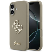 „Guess“ silikoninis „Big 4G Script“ dėklas, skirtas „iPhone 17“ – rudas