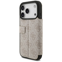 „Guess Book 4G“ metalinis logotipo dėklas, skirtas „iPhone 17 Pro“ – rožinis