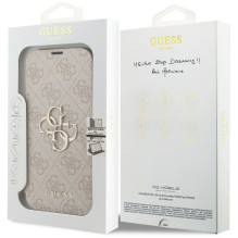 „Guess Book 4G“ metalinis logotipo dėklas, skirtas „iPhone 17 Pro“ – rožinis