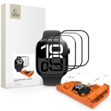 „Tech-Protect Easy Set Flex+“ 3 grūdinto stiklo pakuotė, skirta „Apple Watch 40 mm“ – juoda