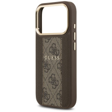 „Guess 4G Stripe MagSafe“ dėklas, skirtas „iPhone 17 Pro“ – rudas