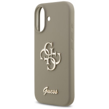 „Guess“ silikoninis „Big 4G Script“ dėklas, skirtas „iPhone 17“ – rudas