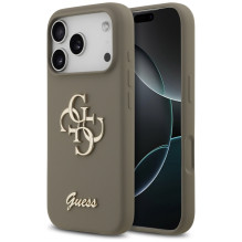 „Guess“ silikoninis „Big 4G Script“ dėklas, skirtas „iPhone 17 Pro“ – rudas