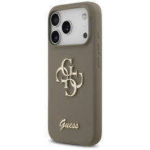 „Guess“ silikoninis „Big 4G Script“ dėklas, skirtas „iPhone 17 Pro“ – rudas