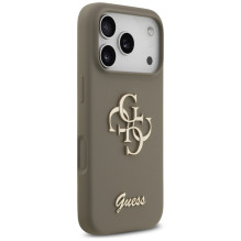 „Guess“ silikoninis „Big 4G Script“ dėklas, skirtas „iPhone 17 Pro“ – rudas