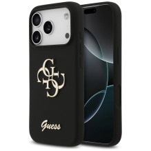„Guess“ silikoninis „Big 4G Script“ dėklas, skirtas „iPhone 17 Pro“ – juodas