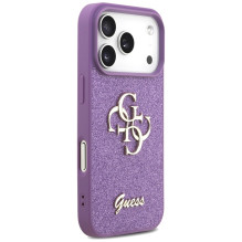 „Guess“ fiksuoto blizgučių dizaino „iPhone 17 Pro“ dėklas – violetinis