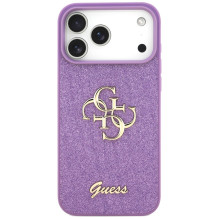 „Guess Fixed Glitter Big 4G“ dėklas, skirtas „iPhone 17 Pro Max“ – violetinis