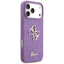 „Guess Fixed Glitter Big 4G“ dėklas, skirtas „iPhone 17 Pro Max“ – violetinis