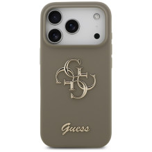 „Guess“ silikoninis „Big 4G Script“ dėklas, skirtas „iPhone 17 Pro Max“ – rudas