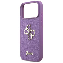 „Guess Fixed Glitter Big 4G“ dėklas, skirtas „iPhone 17 Pro Max“ – violetinis