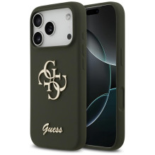 „Guess“ silikoninis „Big 4G Script“ dėklas, skirtas „iPhone 17 Pro Max“ – žalias