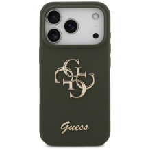 „Guess“ silikoninis „Big 4G Script“ dėklas, skirtas „iPhone 17 Pro Max“ – žalias