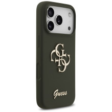 „Guess“ silikoninis „Big 4G Script“ dėklas, skirtas „iPhone 17 Pro Max“ – žalias