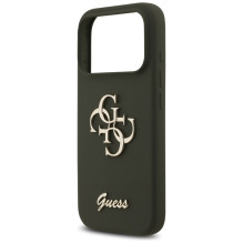 „Guess“ silikoninis „Big 4G Script“ dėklas, skirtas „iPhone 17 Pro Max“ – žalias