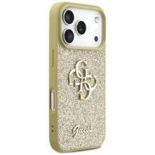 „Guess“ fiksuoto blizgučių dizaino „iPhone 17 Pro“ dėklas – auksinis