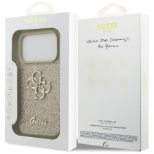„Guess“ fiksuoto blizgučių dizaino „iPhone 17 Pro“ dėklas – auksinis
