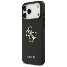 „Guess Grained Big 4G Classic Logo“ dėklas, skirtas „iPhone 17 Pro Max“ – juodas
