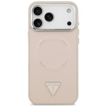 „Guess“ trikampio formos logotipo „MagSafe“ dėklas, skirtas „iPhone 17 Pro Max“ – rožinis