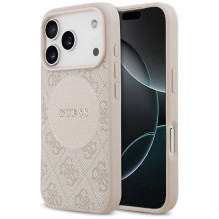 „Guess 4G Circle Classic Logo MagSafe“ dėklas, skirtas „iPhone 17 Pro“ – rožinis