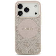 „Guess 4G Circle Classic Logo MagSafe“ dėklas, skirtas „iPhone 17 Pro“ – rožinis