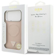 „Guess“ trikampio formos logotipo „MagSafe“ dėklas, skirtas „iPhone 17 Pro Max“ – rožinis