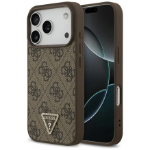 „Guess“ odinis 4G trikampio formos Strass MagSafe dėklas, skirtas iPhone 17 Pro – rudas