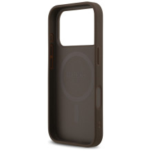 Guess Leather 4G Triangle Strass MagSafe Case for iPhone 17 Pro - Brown