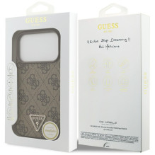 „Guess“ odinis 4G trikampio formos Strass MagSafe dėklas, skirtas iPhone 17 Pro – rudas