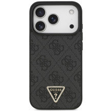 „Guess“ odinis 4G trikampio formos Strass MagSafe dėklas, skirtas iPhone 17 Pro – juodas