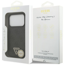 „Guess“ odinis 4G trikampio formos Strass MagSafe dėklas, skirtas iPhone 17 Pro – juodas