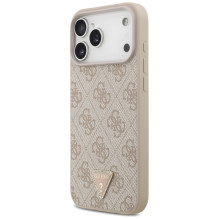 Guess Leather 4G Triangle Strass MagSafe Case for iPhone 17 Pro Max - Pink