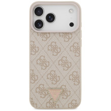 Guess Leather 4G Triangle Strass MagSafe Case for iPhone 17 Pro Max - Pink