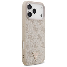 Guess Leather 4G Triangle Strass MagSafe Case for iPhone 17 Pro Max - Pink