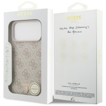 „Guess“ odinis 4G trikampio formos Strass MagSafe dėklas, skirtas iPhone 17 Pro Max – rožinis