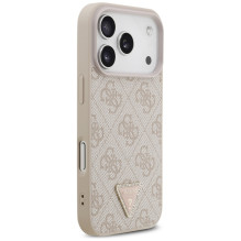 „Guess“ odinis 4G trikampio formos Strass MagSafe dėklas, skirtas iPhone 17 Pro – rožinis