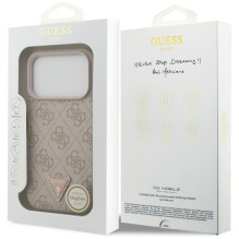 „Guess“ odinis 4G trikampio formos Strass MagSafe dėklas, skirtas iPhone 17 Pro – rožinis