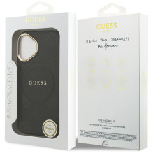 „Guess Peony Hot Stamp MagSafe“ dėklas, skirtas „iPhone 17“ – juodas
