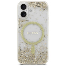 „Guess“ blizgučiais aptrauktas „MagSafe“ dėklas, skirtas „iPhone 17“ – auksinis