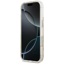 „Guess“ blizgučiais aptrauktas „MagSafe“ dėklas, skirtas „iPhone 17“ – auksinis