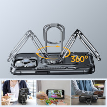 Joyroom Dual Hinge dėklas iPhone 14 Pro šarvuotas dėklas su stovu ir žiedo laikikliu juodas