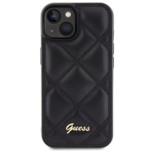 Guess Quilted Metal Logo dėklas, skirtas iPhone 15 - juodas