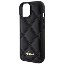 Guess Quilted Metal Logo dėklas, skirtas iPhone 15 - juodas