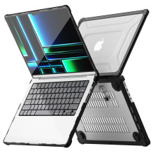 „Tech-Protect SmartShell Pro“ dėklas, skirtas „Macbook Pro 14 M1 / M2 / M3 / M4 / M5“ 2021–2025 m. – juodas ir skaidrus